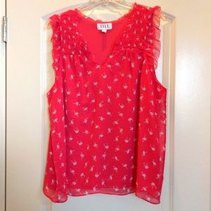 Elle Hot Pink Flamingo Blouse XL